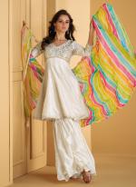 Pure Silk White Party Wear Embroidery Work Readymade Salwar Suit